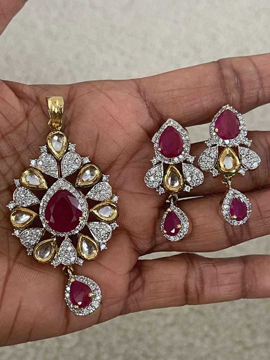 High Quality American Diamond, Cubic Zirconia, Kundan and Ruby Pend