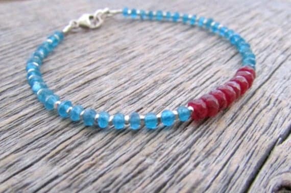 AAA++ Rare Quality December Birthstone Bracelet, Apatite Bracelet, July Birthstone Bracelet, Ruby Bracelet, Gemstone Bracelet, Ruby Jewelry, Apatite Jewelry 2.5mm-4mm 7" Strand. Code- TJH484