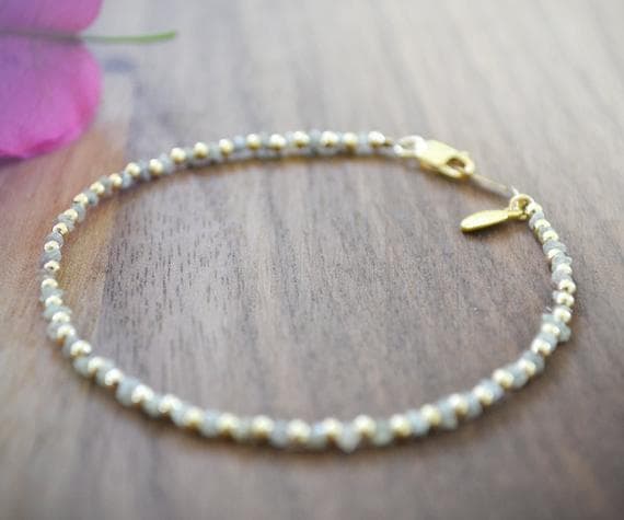 24k gold Plated Rock Gift,gold helling 2 mm Stracking Blue  rough and Gold Bracelet Rough, Smooth 18 cm for mens, womens, GF, BF, Adults.