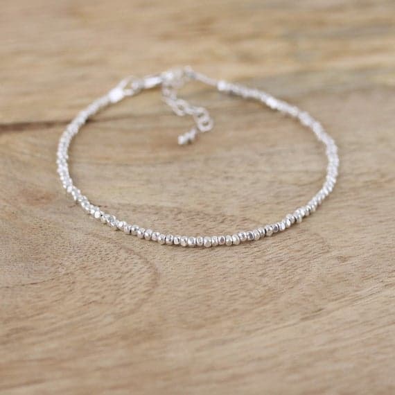 925 sterling Silver Galaxy Jewelry Silver Helling 1x2mm stacking Silver 925 Sterling Silver Bracelet Round, Faceted 7" for mens, womens, gf, bf & Adult.