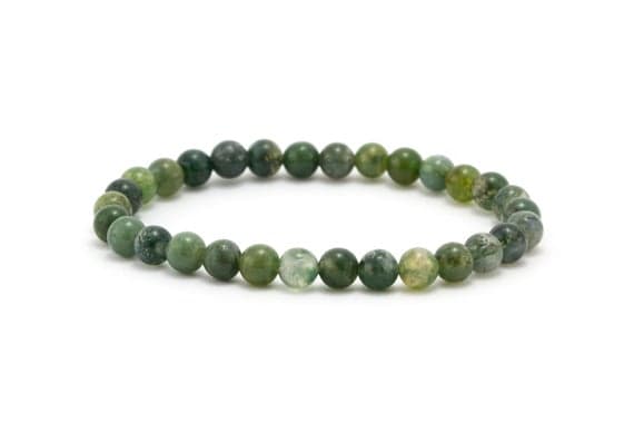 Moss Agate Bracelet/ Tiny Moss Agate Bracelet/ Dendritic Agate Bracelet/ Landscape Agate Bracelet/ Moss Agate Jewelry 6MM Code- WAR9050
