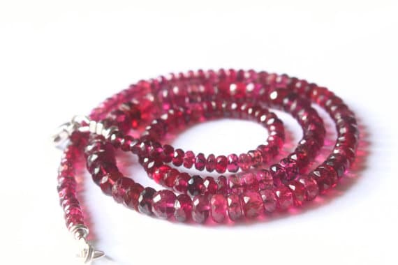 925 sterling Silver memorial gift Silver Helling Balls 4-6mm stacking Pink Rubellite Tourmaline Necklace Rondelle, Faceted 17" for mens, womens.