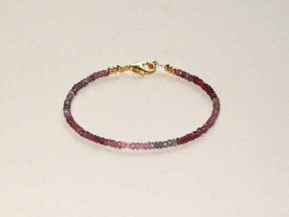 24k gold Plated memorial gift Gold Helling 3.5x2mm stacking Multi Multi Colored Spinel  Bracelet Rondelle, Faceted 7" for mens, womens, gf, bf & Adult.
