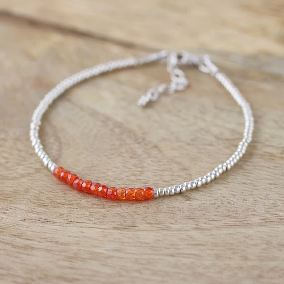 925 sterling Silver Wholesale 3mm stacking Orange Orange Zircon Bracelet Rondelle, Faceted 7" for mens, womens, gf, bf & Adult.