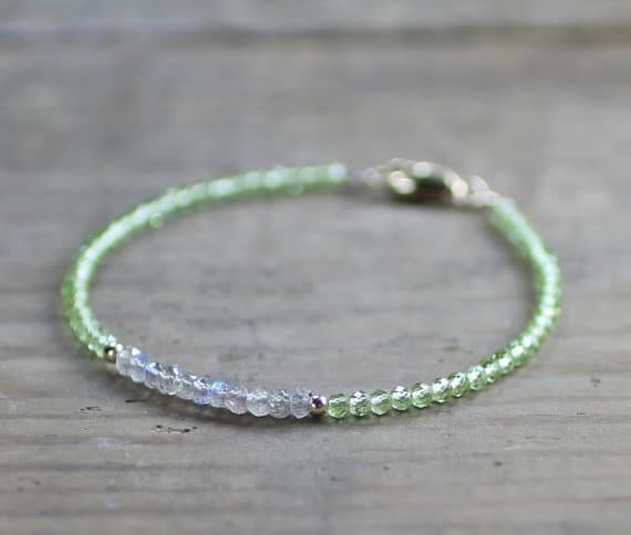 925 sterling silver love beach youth 3mm Multi Colour Labradorite & Peridot stacking Bracelet Round, Faceted 18cm for mens, womens, gf, bf and adults.