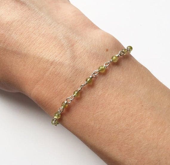 925 sterling Silver Super sale 3mm stacking Green PERIDOT Bracelet Round, Smooth 7" for mens, womens.