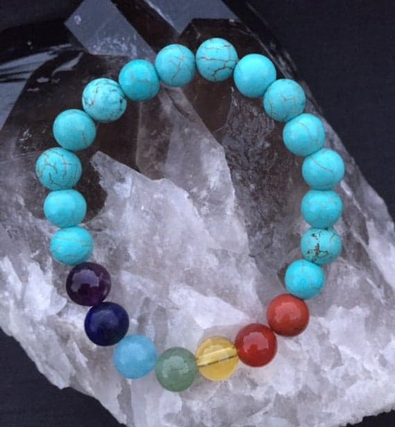 Turquoise Bracelet - Chakra Bracelet - Power Bead Bracelet - Healing Crystal Gemstones - Power Bracelet - Chakra Balancing Gift - Genuine 8mm Code- WAR6983