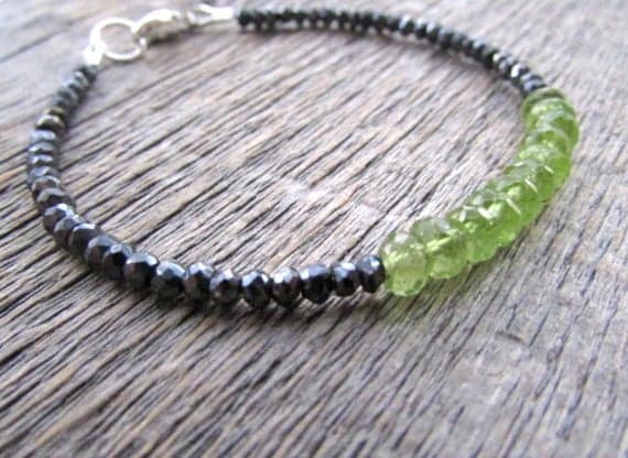 AAA++ Rare Quality Peridot Bracelet, Peridot Jewelry, Mystic Spinel Bracelet, August Birthstone Bracelet, Stack Bracelet, Gemstone Bracelet 4-4.5mm 7 inches Code- TJH477