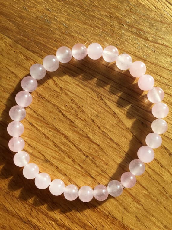 Grounding 8mm Pink Rose Quartz  Stretchable Bracelet Round, Smooth 18cm for mens, womens, gf, bf and adults.