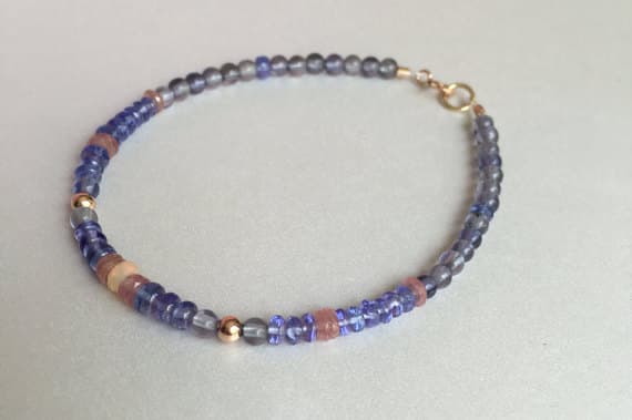 Opal bracelet, October birthstone, fine jewelry, Opal jewelry, rose gold bracelet, 14k rose gold, tanzanite bracelet, peach sapphire, opal 3mm  Code- WAR6321