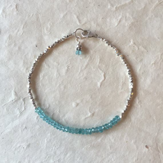 Apatite Karen Hill Tribe Thai Silver Bracelet, Sundance Style, Boho Bracelet, Stacking Bracelet, Birthday Gift, Gifts for Her 3-4mm Code- WAR6450