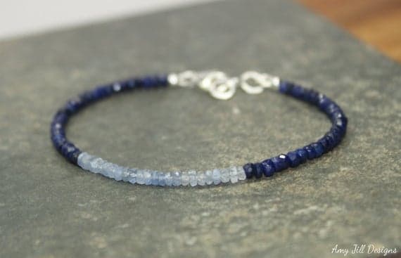 925 sterling Silver Grounding 3mm stacking Blue Blue Sapphire Bracelet Rondelle, Faceted 7" for mens, womens, gf, bf & Adult.