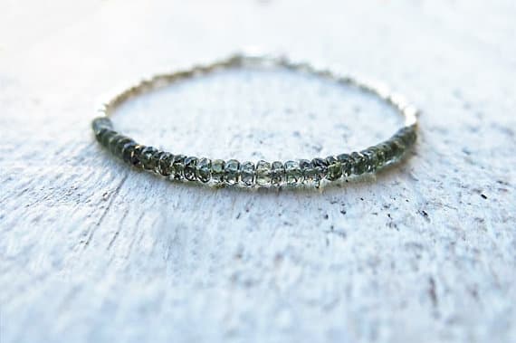 925 sterling Silver Super sale Silver Helling 2x3mm stacking Green Green sapphire Bracelet Rondelle, Faceted 7" for mens, womens, gf, bf & Adult.