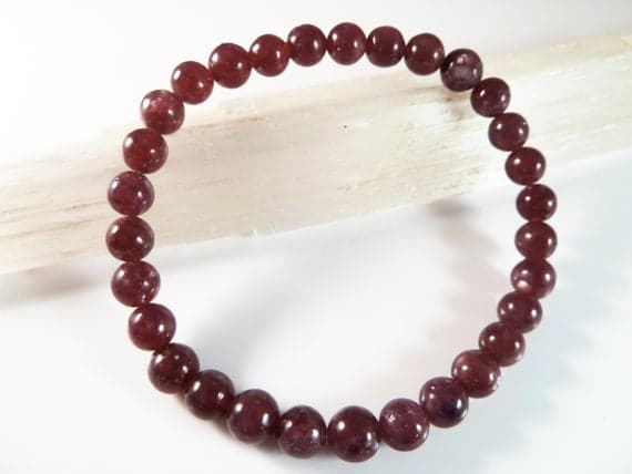Unique Wedding Gift 6mm Stretchable Purple Purple Lepidolite Bracelet Round, Smooth 7" for mens, womens, gf, bf & Adult.