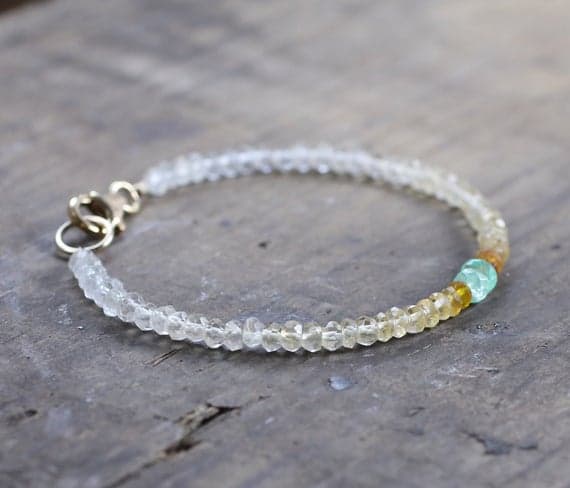 925 sterling silver Unique Wedding Gift 3-3.5mm Multi Colour Citrine & Colombian Emerald stacking Bracelet Rondelle, Faceted 18cm for mens, womens, gf, bf and adults.