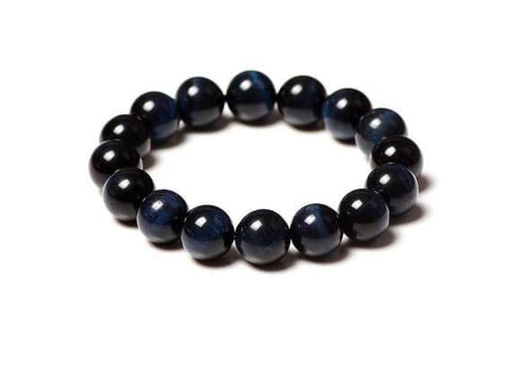 Galaxy Jewelry 10mm Blue Blue Tigers Eye Stretchable Bracelet Round, Smooth 18cm for mens, womens, gf, bf and adults.
