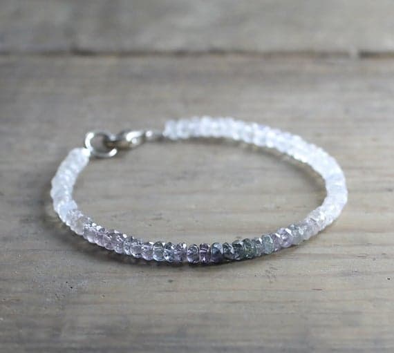 925 sterling silver Wholesale 3.5mm Multi Colour Ombre Grey Spinel & White Topaz  stacking Bracelet Rondelle, Faceted 18cm for mens, womens, gf, bf and adults.
