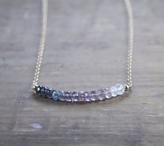 925 sterling silver Handmade Beaded 3.5mm Multi Colour Multicolor Spinel & Moonstone  stacking Necklace Rondelle, Faceted 17 Inch for mens, womens, gf, bf and adults.