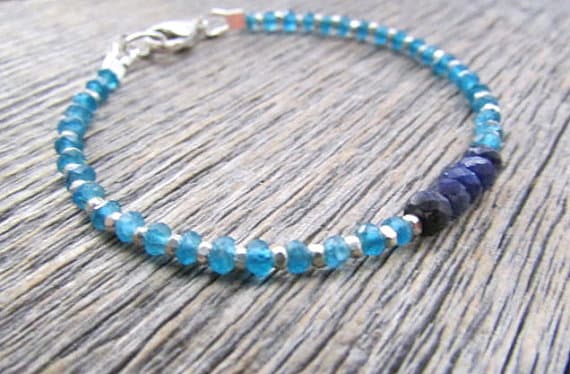 AAA++ Rare Quality Blue Apatite Bracelet, Sapphire Bracelet, Apatite Jewelry, Sapphire Jewelry, December Birthstone Bracelet, September Birthstone Bracelet 3.5-4mm 7 inches
 Code- TJH435