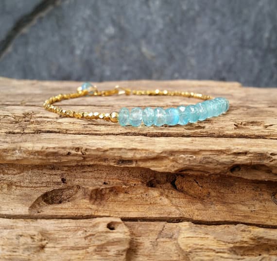 AAA Blue Moonstone and 24K Gold Vermeil Beads Bracelet, June Birthstone, Gemstone Bracelet, Beaded Bracelet, Bridal Jewelry 4.5mm Code- WAR6657