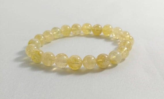 love beach youth 8mm Stretchable Yellow Citrine Bracelet Round, Smooth 7" for mens, womens.