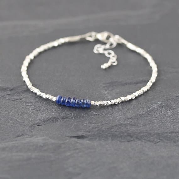 925 sterling Silver Jewelry Energy 3.5mm stacking Blue Kyanite Bracelet Rondelle, Faceted 7" for mens, womens, gf, bf & Adult.