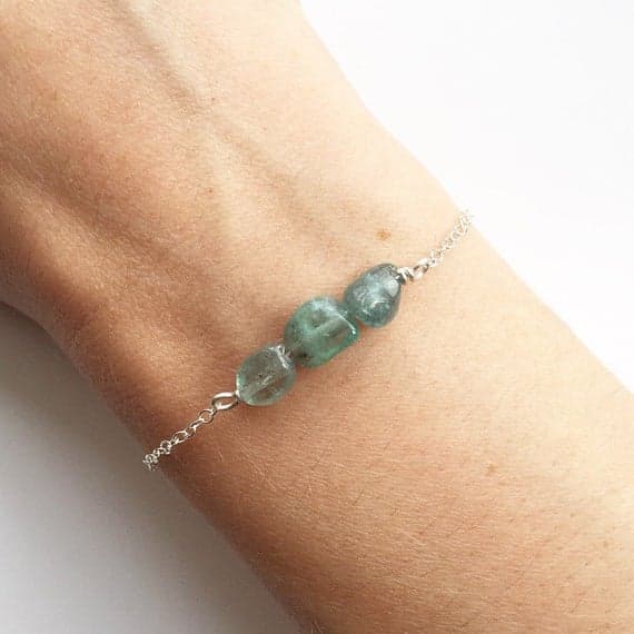 925 sterling Silver Anxiety Gemstone 4-7mm stacking Aqua  APATITE  Bracelet Fancy, Smooth 7" for mens, womens.