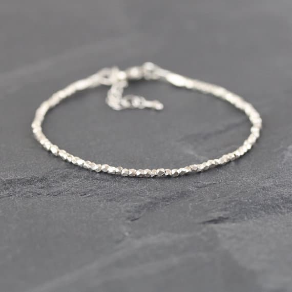 925 sterling Silver Positive Energy 1.5mm stacking Silver 925 Sterling Silver Bracelet Fancy, Faceted 7" for mens, womens, gf, bf & Adult.