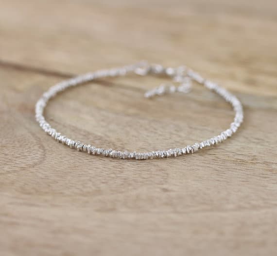 925 sterling Silver Personalized Gift Silver Helling 2mm stacking Silver Dainty Fine & 925 Sterling Silver  Bracelet Square, Faceted 7" for mens, womens, gf, bf & Adult.