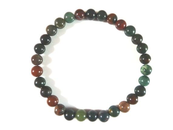 love beach youth 6mm Stretchable Multi Indian Bloodstone Bracelet Round, Smooth 7" for mens, womens, gf, bf & Adult.