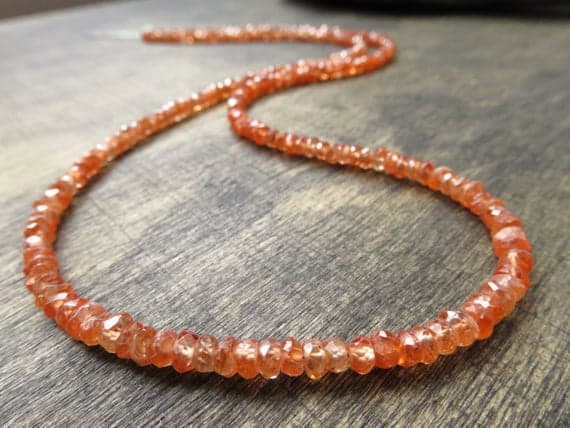 925 sterling Silver love beach youth 3.5mm stacking Peach Peach Zircon Necklace Rondelle, Faceted 17" for mens, womens.