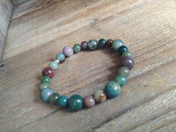 AAA++ Rare Quality Indian Agate Bracelet/ Crystal Bracelet 6 mm 6.5" Strand. Code- TJH258