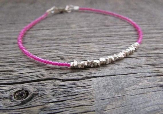 AAA++ Rare Quality Pink Bead Bracelet, Kitty Donation Bracelet, Seed Bead Bracelet, Boho Stack Bracelet, Boho Bracelet, Hill Tribe Bracelet 2mm 7" Strand. Code- TJH382