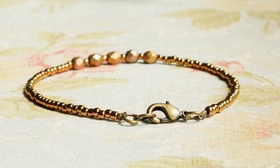 Bronze And Matte Gold Bracelet, Seed Bead Bracelet, Stacking Bracelet, Minimalist Bracelet, Simple Bracelet, Czech Glass Beaded Bracelet 3-5mm Code- WAR9097