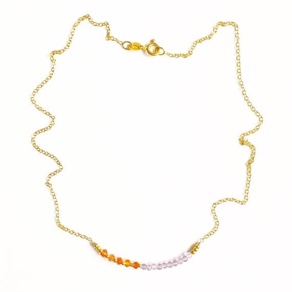 AAA++ Rare Quality Floating Carnelian and Amethyst Gold  Vermeil Gemstone Necklace //bridesmaid gifts //gifts for her //Semiprecious necklace //Gold  pendant 2mm 16" Strand. Code- TJH296
