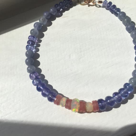 opal bracelet, tanzanite bracelet, Opal jewelry, October birthstone, gemstone bracelet, fine jewelry, sapphire bracelet, Faceted opal, gift 4-5 mm Code- WAR6322