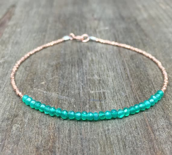 Green onyx bracelet genuine onyx bracelet rose gold silver delicate gemstone bracelet green gemstone bracelet dainty gemstone bracelet 2,5-3 mm Code- WAR6707