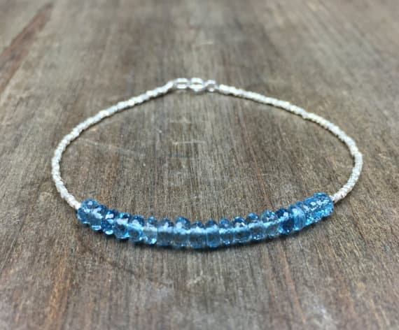 Blue topaz bracelet genuine london blue topaz bracelet gift for wife something blue silver rose gold gemstone bracelet genuine topaz 4 mm Code- WAR6706