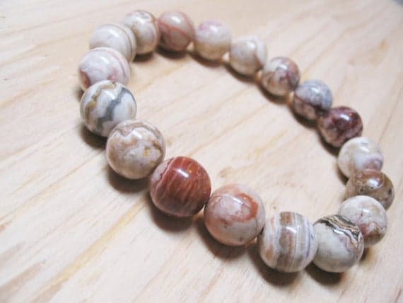 memorial gift 10mm Stretchable Multi Crazy Lace Agate Bracelet Round, Smooth 7.5" for mens, womens, GF, BF, Adults.