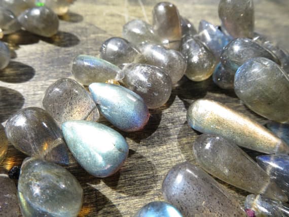 925 sterling Silver love beach youth 20x8mm to 11x8mm stacking Gray Labradorite Necklace Drop, Smooth 16" for mens, womens.