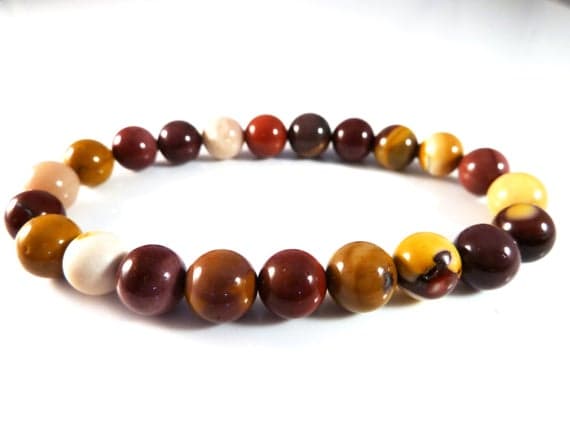 Grounding 8mm Stretchable Multi Mookaite Jasper  Bracelet Round, Smooth 7" for mens, womens, gf, bf & Adult.