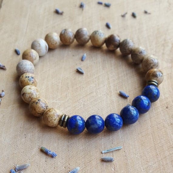 Wholesale 8mm Stretchable Multi Lapis Lazuli & Third Eye Bracelet Round, Smooth 7" for mens, womens.