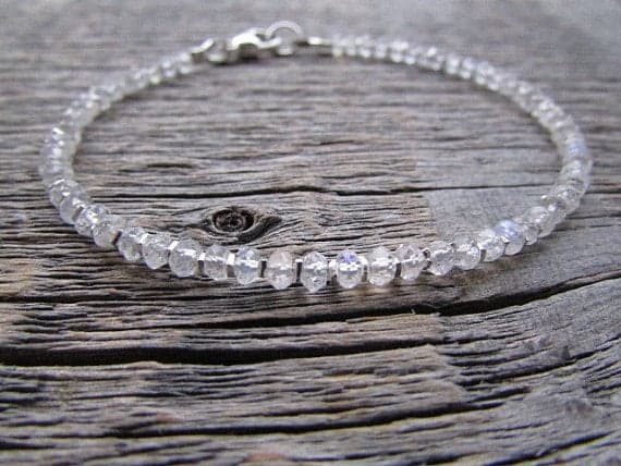 AAA++ Rare Quality Rainbow Moonstone Bracelet, June Birthstone Bracelet, June Bracelet, Moonstone Jewelry, Chakra Bracelet, Gemstone Bracelet, Bead Bracelet 2.5-3mm 7 inches Code- TJH452
