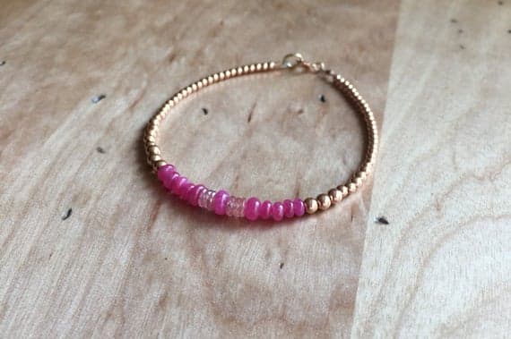 July birthstone, Ruby bracelet, fine jewelry, 14k rose gold, Gemstone jewelry, Ruby jewelry, Genuine ruby, Ruby, rose gold bracelet, gift 3-4 mm Code- WAR6347