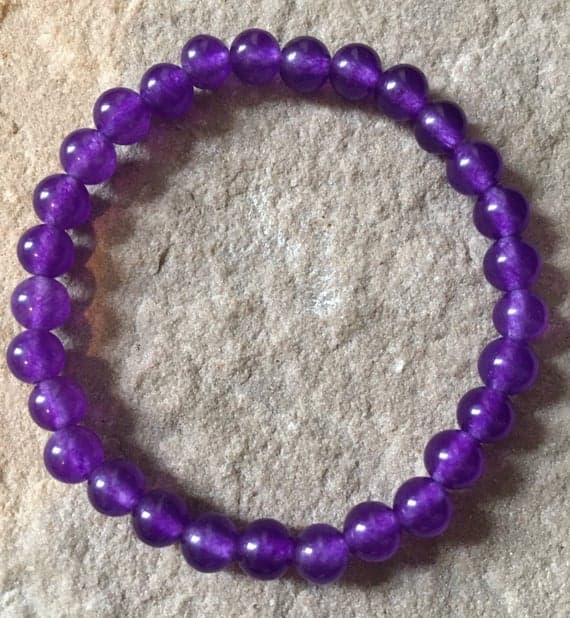 chakras simple 6mm Purple Amethyst Stretchable Bracelet Round, Smooth 18cm for mens, womens, gf, bf and adults.