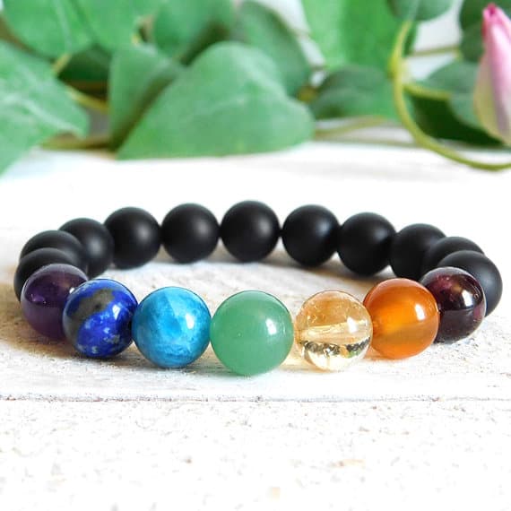 good luck gift 10mm Stretchable Multi Multi Gemstone Bracelet Round, Smooth 7.5" for mens, womens, gf, bf & Adult.