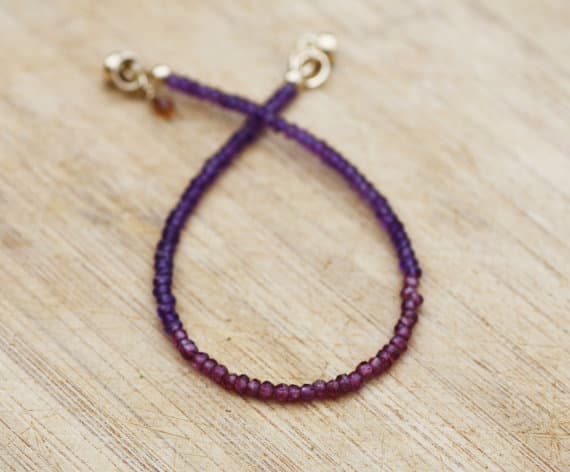 24k gold Plated top quality Gold  helling 3mm stacking Pink & Purple Natural Amethyst and Rhodolite Garnet Bracelet Rondelle, Faceted 7" for mens, womens, gf, bf & Adult.