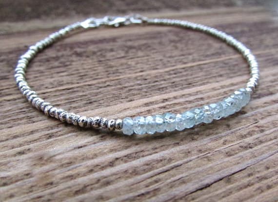 AAA++ Rare Quality Blue Zircon Bracelet, December Birthstone Bracelet, Hill Tribe Silver Plated Bracelet , Gemstone Bracelet, Chakra Bracelet, Zircon Bead Bracelet 3-3.5mm 7 inches Code- TJH404