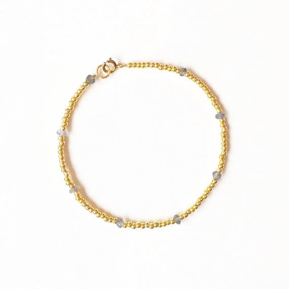 AAA++ Rare Quality Iolite and Gold  Bracelet //Iolite jewellery //Stacking Bracelet //Gold  bracelet //Gemstone bracelet //Grey gemstone //gift ideas 17.5cm  Code- TJH277