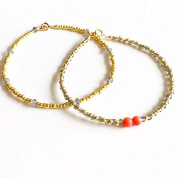 AAA++ Rare Quality Cleo Pink Coral and Gold  Bracelet //Coral bracelet //Gold  bracelet //gift ideas //handmade jewelry //Stacking Bracelet //stocking filler 4mm 17.5cm  Code- TJH288